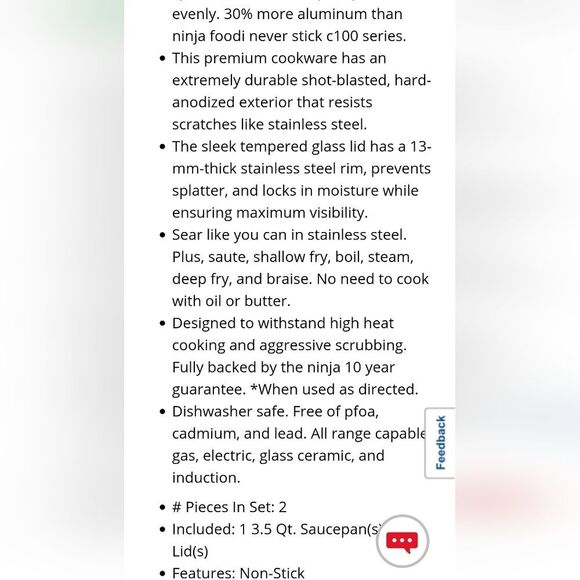 Ninja NeverStick Professional Series 3 1/2QT Saucepan w/ Lid - Picture 11 of 15